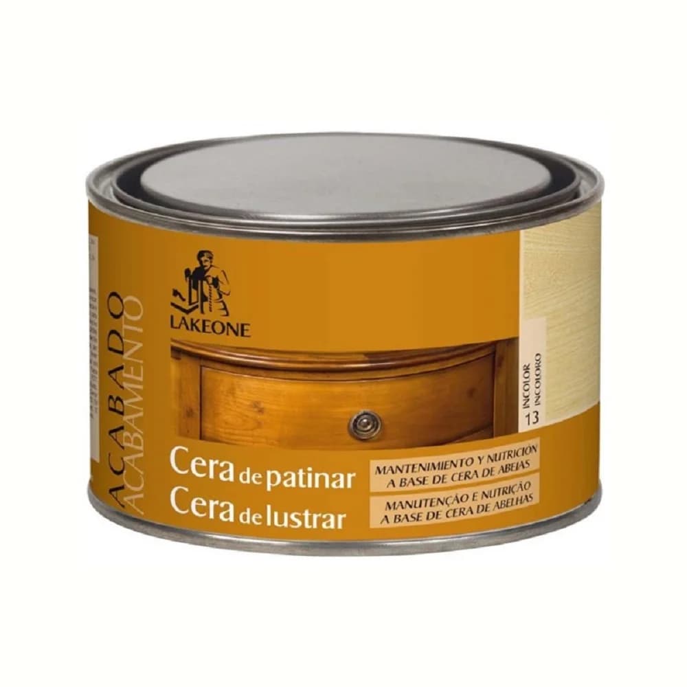Lakeone, Cera de Patinar Incolora 300ml. Lustre para muebles de madera.