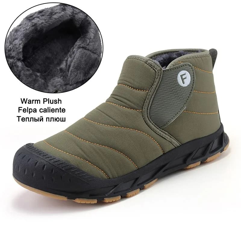 Botas de nieve de invierno para hombre, botines Unisex de piel cálida de talla grande 36-47, zapatillas de deporte largas de felpa para exteriores
