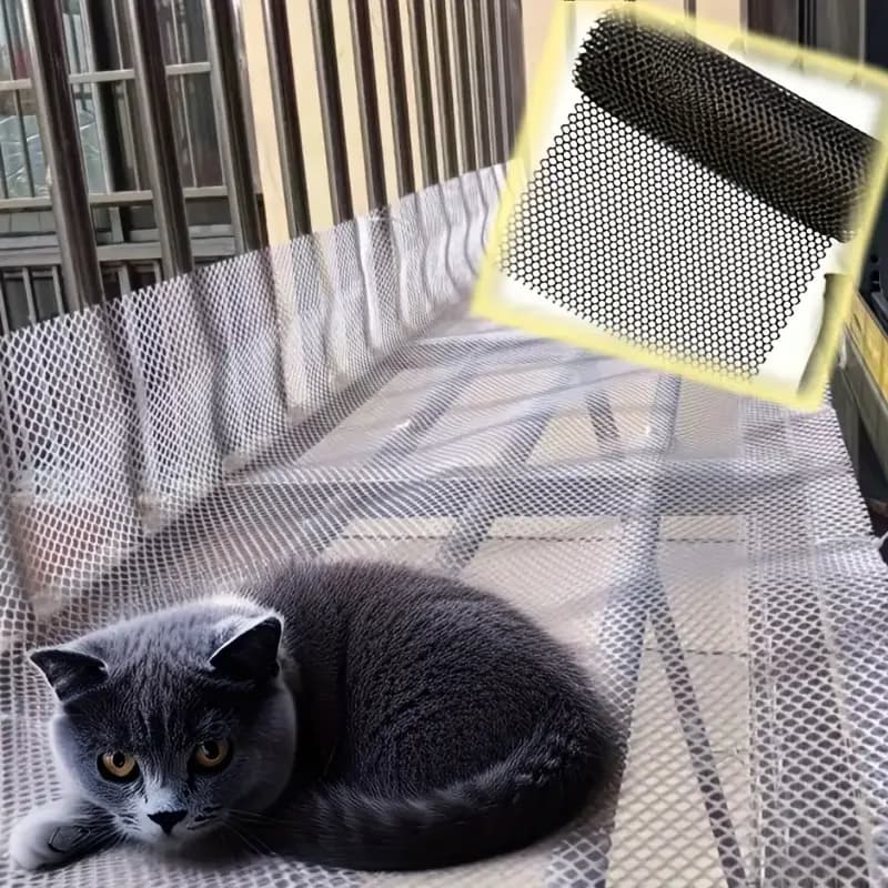 Red de seguridad duradera para balcón de gatos, barandilla de malla de plástico para protección de mascotas, evita caídas y garantiza los espacios