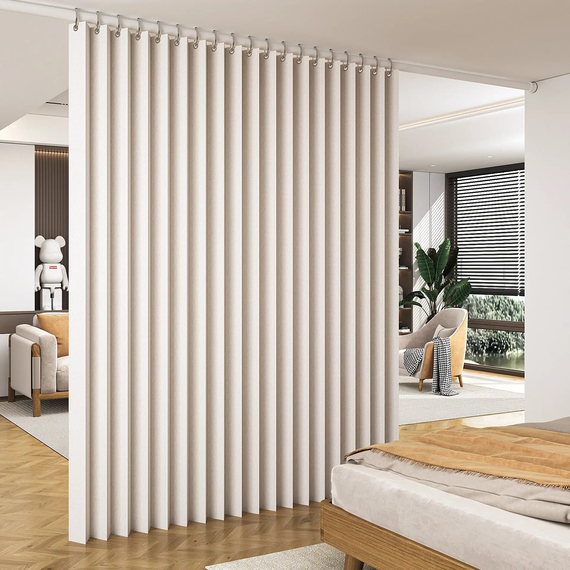 Cortinas divisorias de partición de habitación, cortina de puerta plegable plisada para puertas, cortina de puertas correderas Langsir Pintu para
