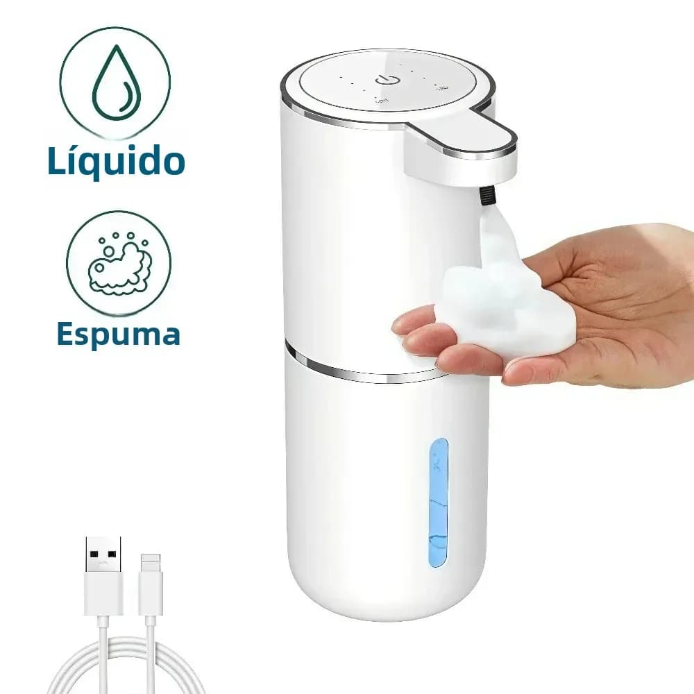 Dispensador automático de jabón líquido/en espuma, dispensador eléctrico sin contacto, recargable por USB con sensor infrarrojo para baño y