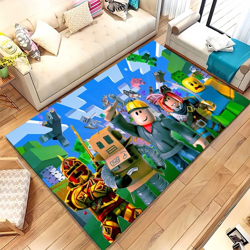 Alfombra Antideslizante para Sala de Estar con Diseño de Dibujos Animados de R-Robloxs, Alfombra Suave para Dormitorio, Sala de Juegos para Niños,