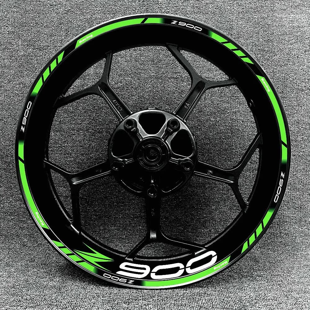 Adecuado para pegatinas de llantas de motocicleta Kawasaki Z900, decoración de cubo de rueda de 17 pulgadas, logotipo de calcomanía de alta reflejo,