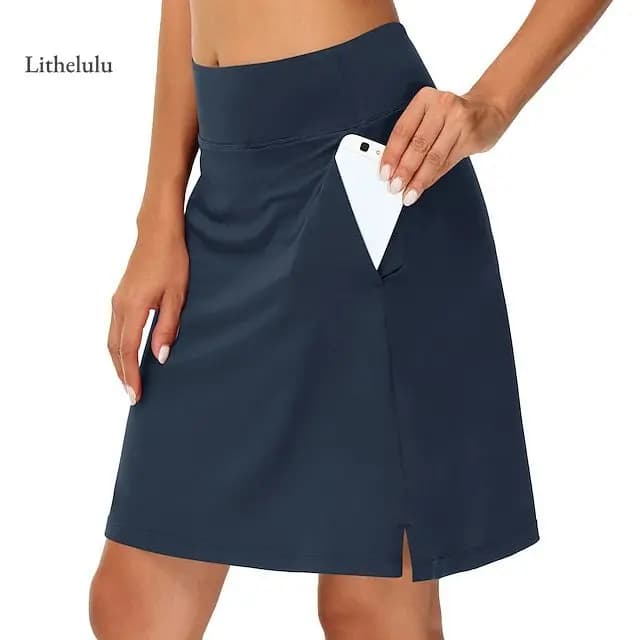 Culottes informales de tiro medio de Color sólido para mujer, faldas de Golf, deportes, tenis, Yoga, mallas de cinco puntos, culottes cómodos