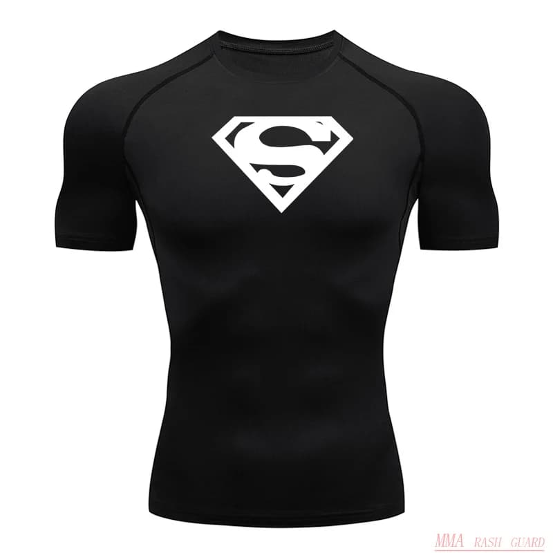 Camiseta deportiva de compresión para hombre, camiseta de manga corta de secado rápido para Fitness, camiseta para culturismo, ropa de gimnasio para