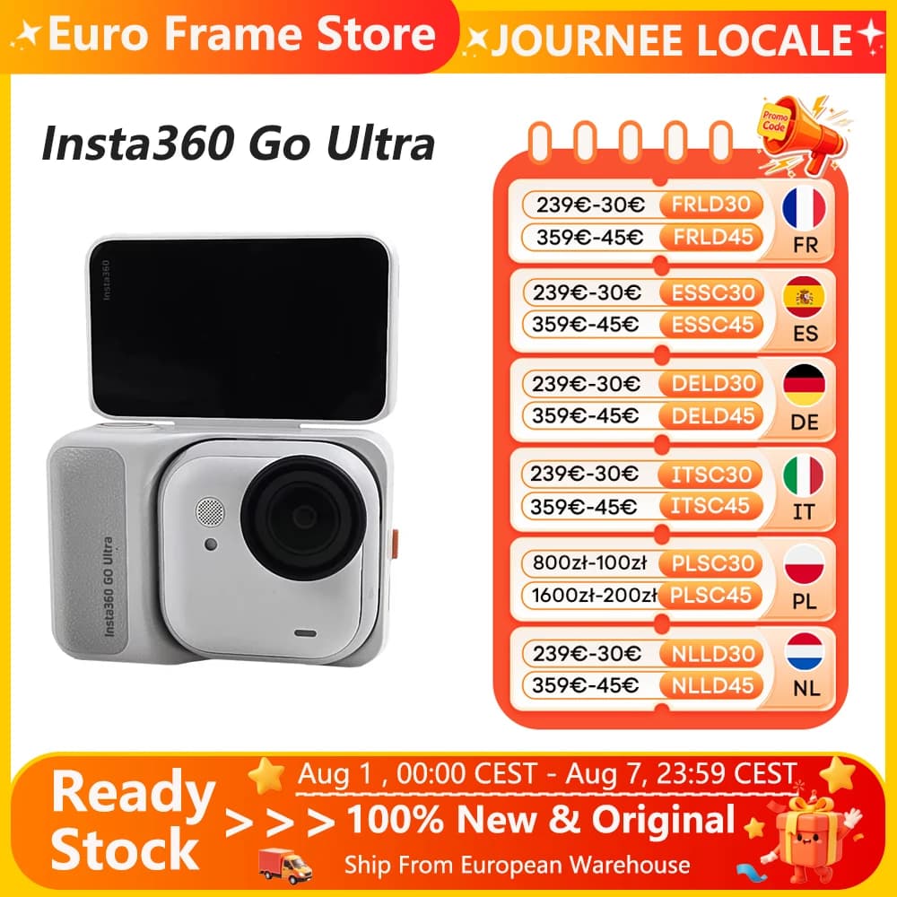 Insta360 Ultra ligera, cámara de acción POV, manos libres, 4K 60fps Ultra-HD, estabilización magnética FlowState, Insta 360 GO Ultra