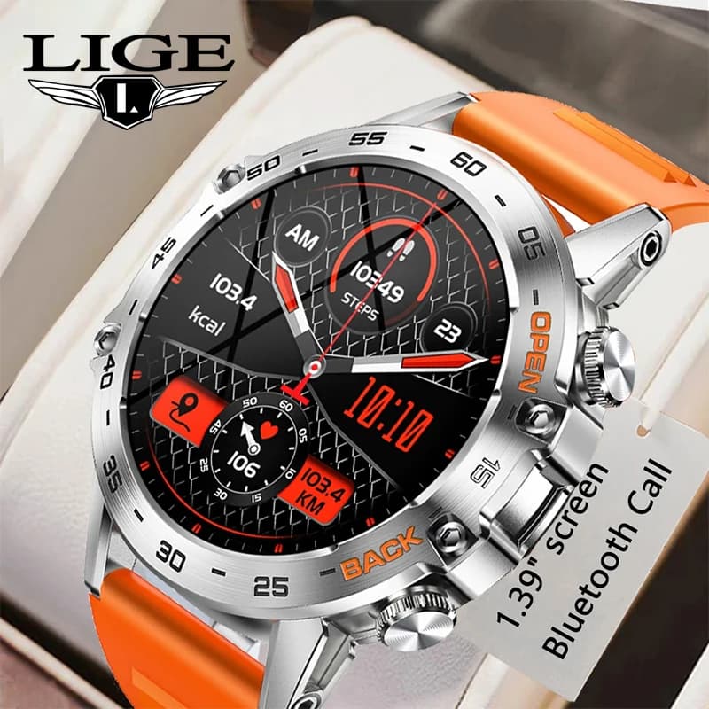 LIGE New1.39 "Bluetooth llamada reloj inteligente hombres deporte al aire libre Fitness ritmo cardíaco monitoreo de salud Smartwatch para teléfono