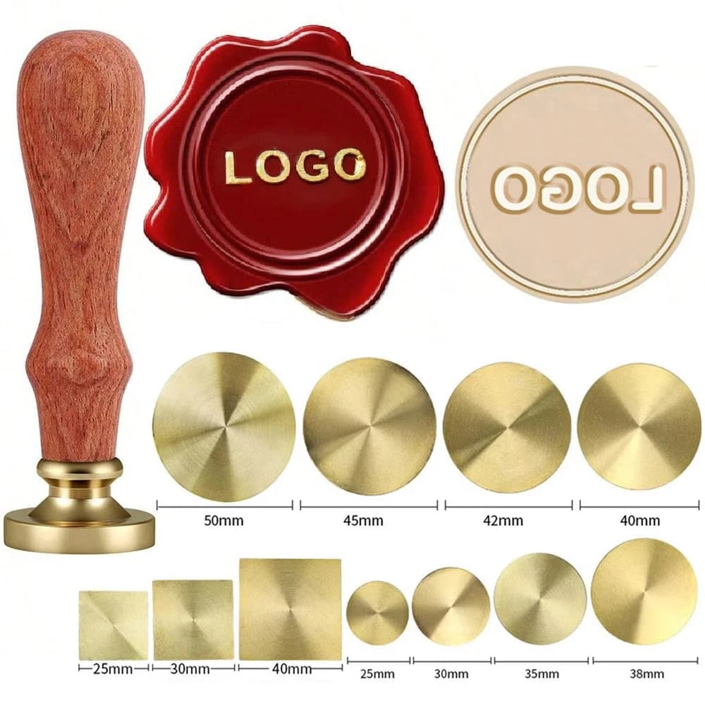Sello de cera personalizado de latón con LOGO, cabezal de sellado redondo/cuadrado de 25/30/40/50 mm para decoración de tarjetas de invitación de
