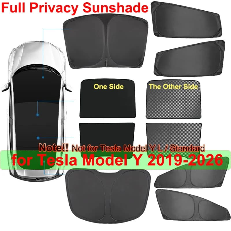 Parasol de Privacidad Completa para Coche Tesla Model Y Juniper 2026, Cubierta Protectora para Techo de Cristal y Ventanas, Visera UV para Niños 2025