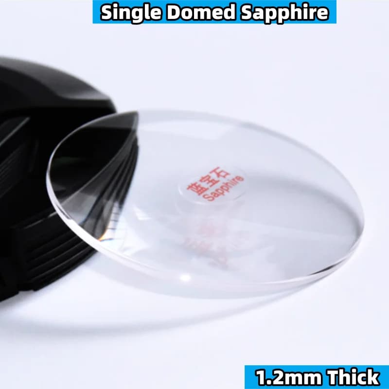 Cristal de reloj de zafiro de una sola cúpula, espesor de borde de 1,2mm, cristal redondo, lente de aumento de 30-39,5mm de diámetro para reloj