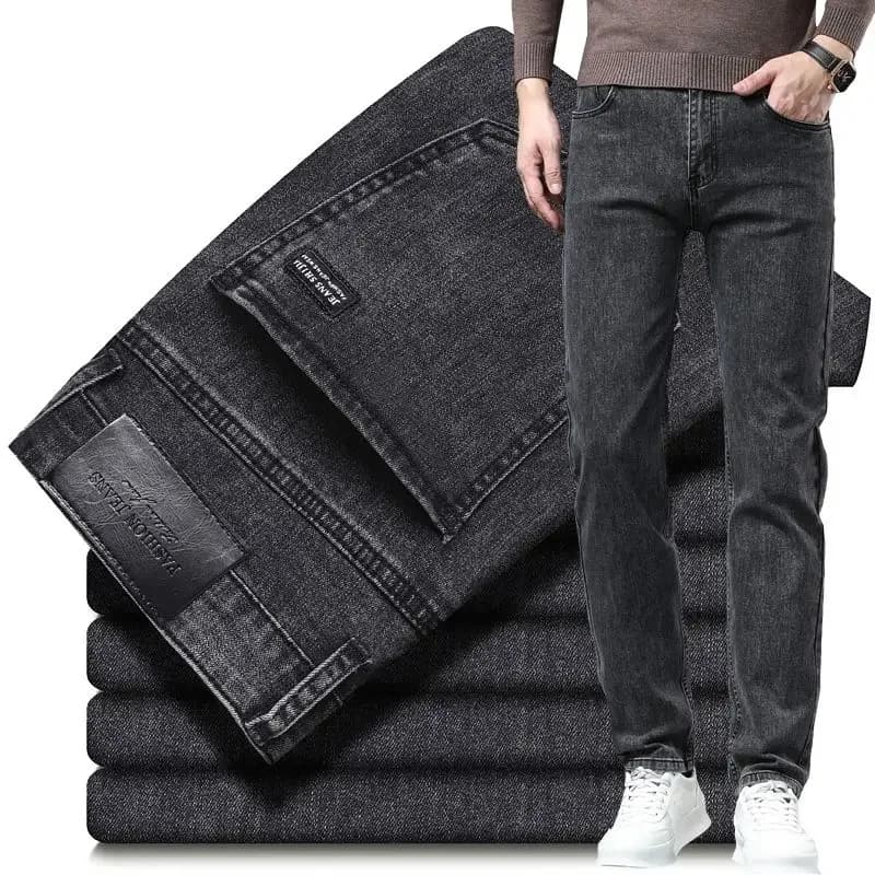 2025 nuevos pantalones vaqueros ajustados a la moda para hombre, pantalones vaqueros rectos informales inteligentes con elasticidad para hombre,