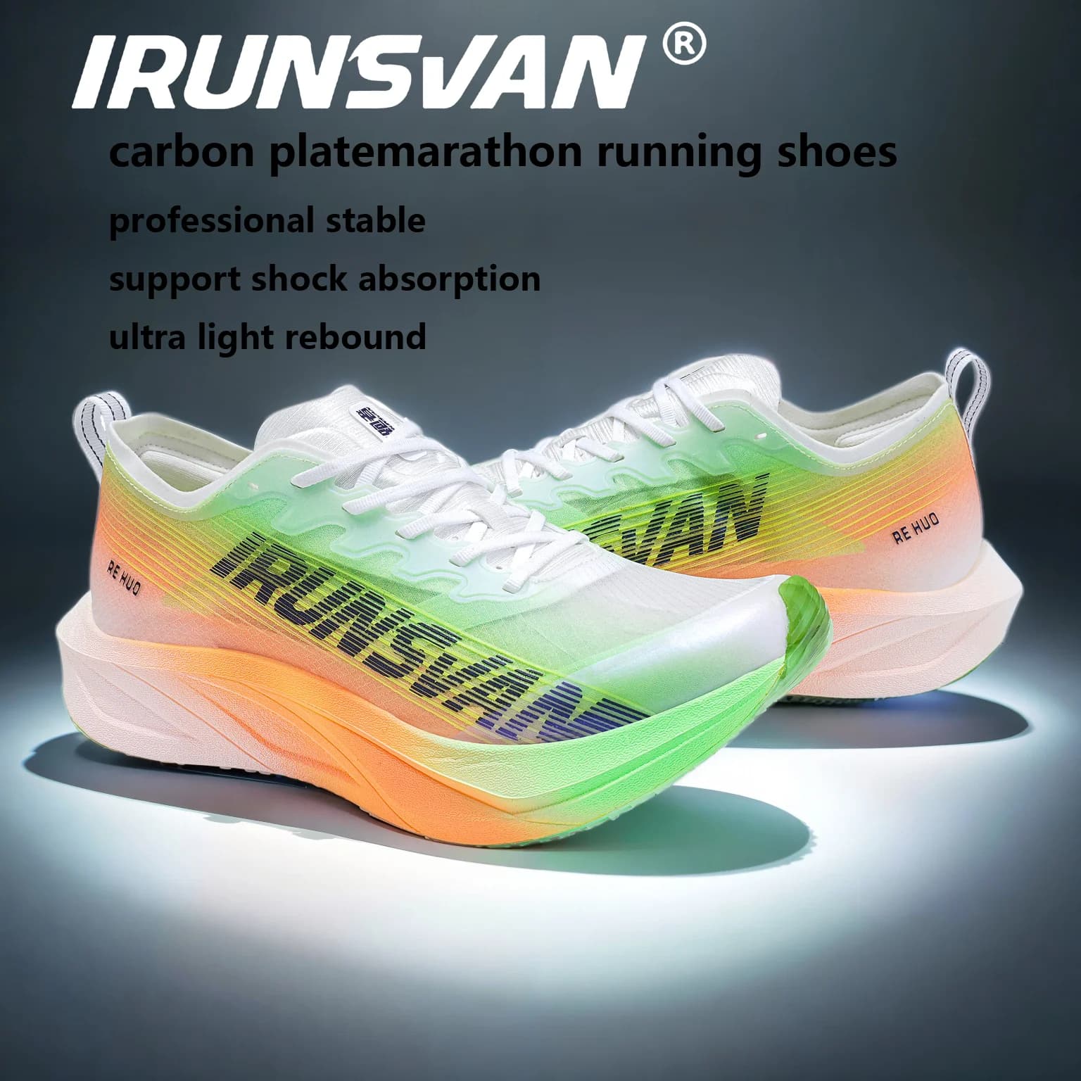 IRUNSVAN, zapatillas para correr de maratón con placa de carbono para hombre, soporte estable profesional, absorción de impacto, zapatos deportivos