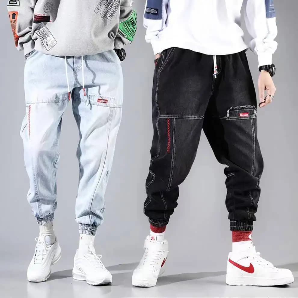 Pantalones vaqueros holgados de talla grande 5XL para hombre, pantalones de Hip Hop para hombre, pantalones vaqueros Cargo negros y azules, ropa de