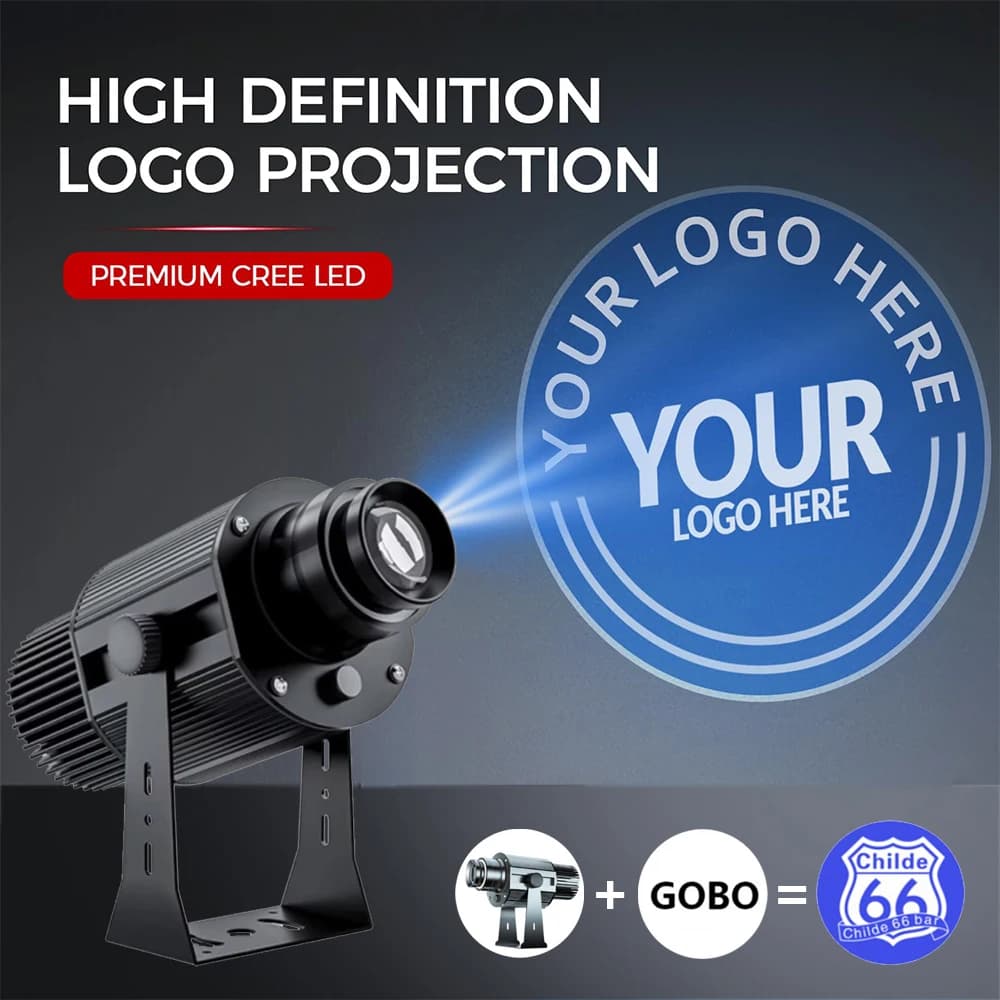 Proyector de Gobo Personalizado, Luces con Logotipo Personalizado, Foco LED Giratorio para Exteriores, Personalizable para Entrada de Tienda Comercial