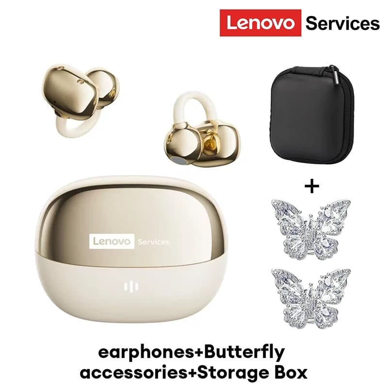 Lenovo RS103 pendientes abiertos con Clip, auriculares inalámbricos Bluetooth 6,0 estéreo Hifi para juegos y música, bolsa de almacenamiento de
