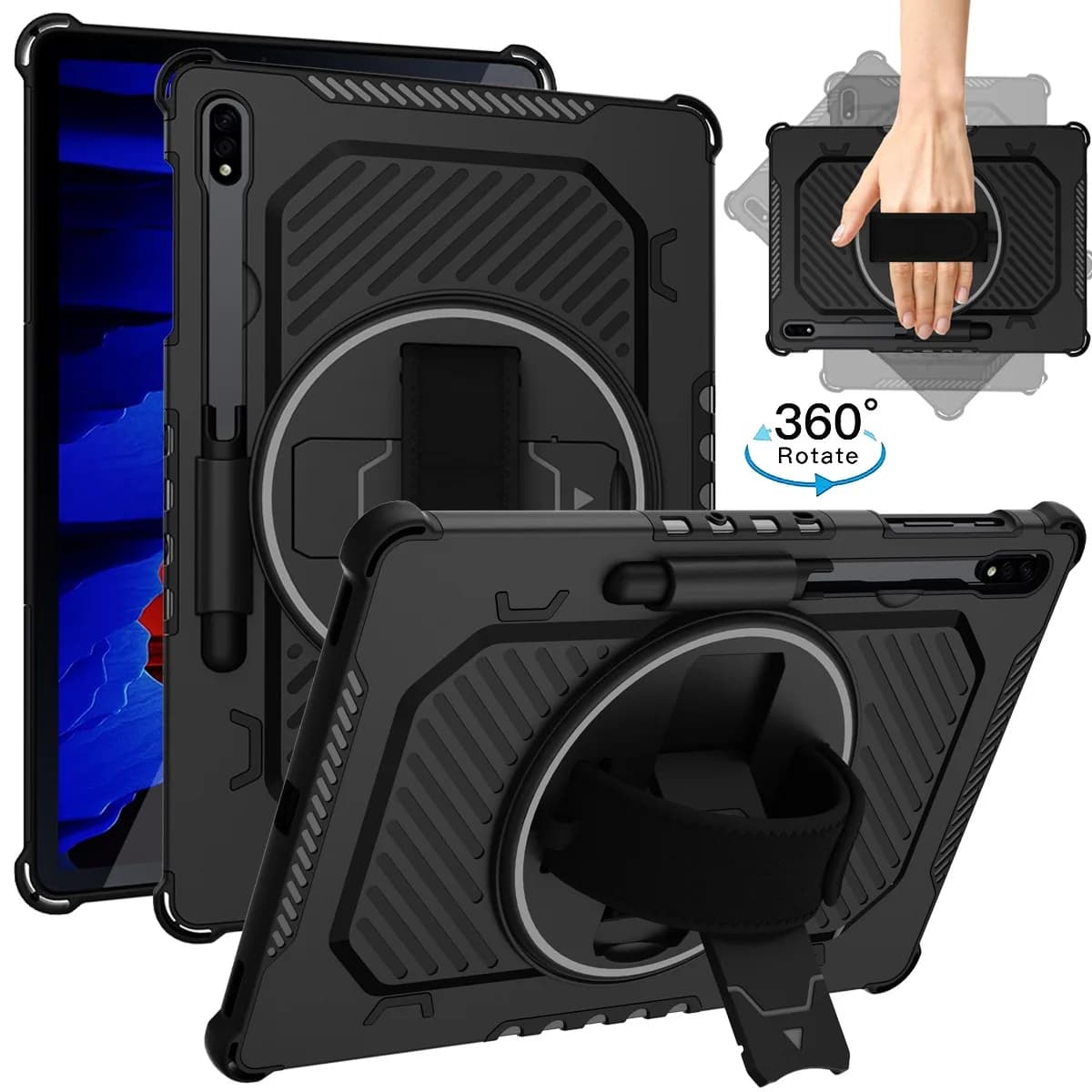 Funda con Soporte Giratorio para Tablet Samsung Galaxy Tab S7 S8 S9 S10FE, Funda para Galaxy Tab S7FE S7+ S8+ S9Plus S10+ de 12.4 Pulgadas
