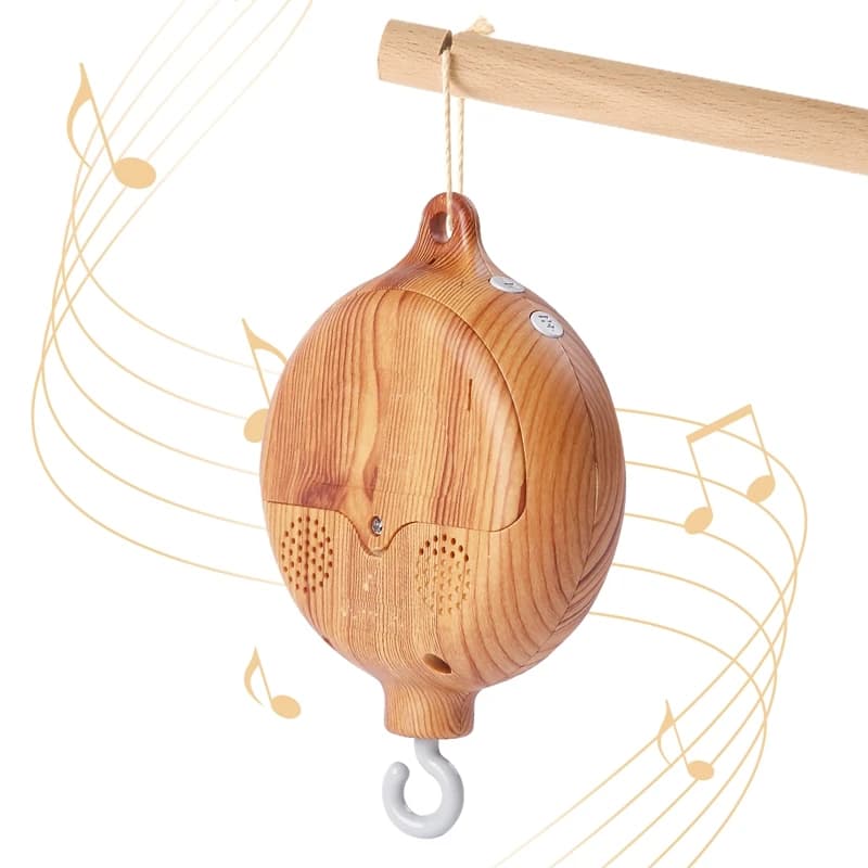 Caja de música giratoria para recién nacidos, cuna de bebé, sonajero colgante de Color madera de imitación, juguetes musicales relajantes para
