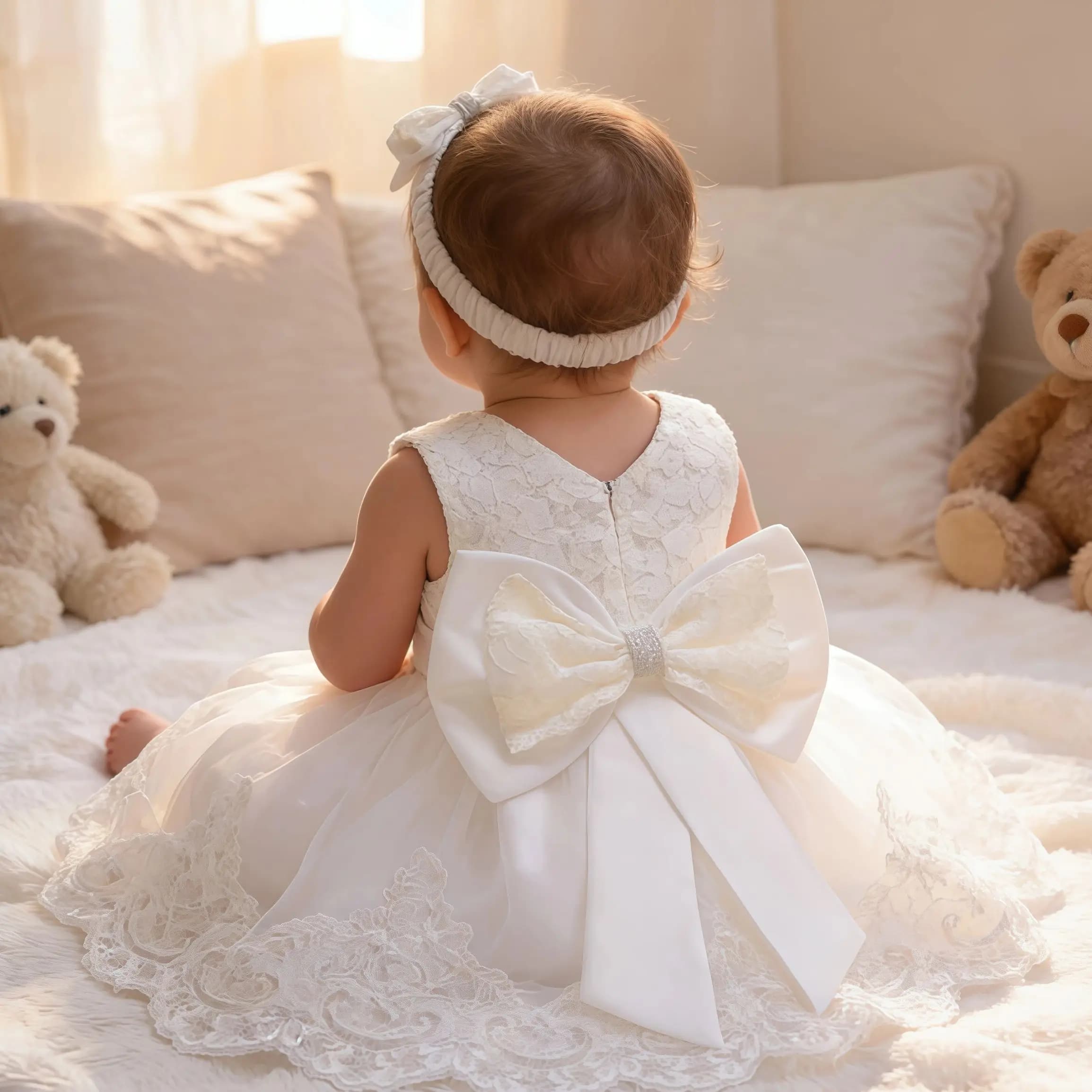 Vestido LZH para niña, ropa para recién nacido, vestido de princesa + sombreros para niño pequeño, cumpleaños, boda, bautizo, fiesta infantil,