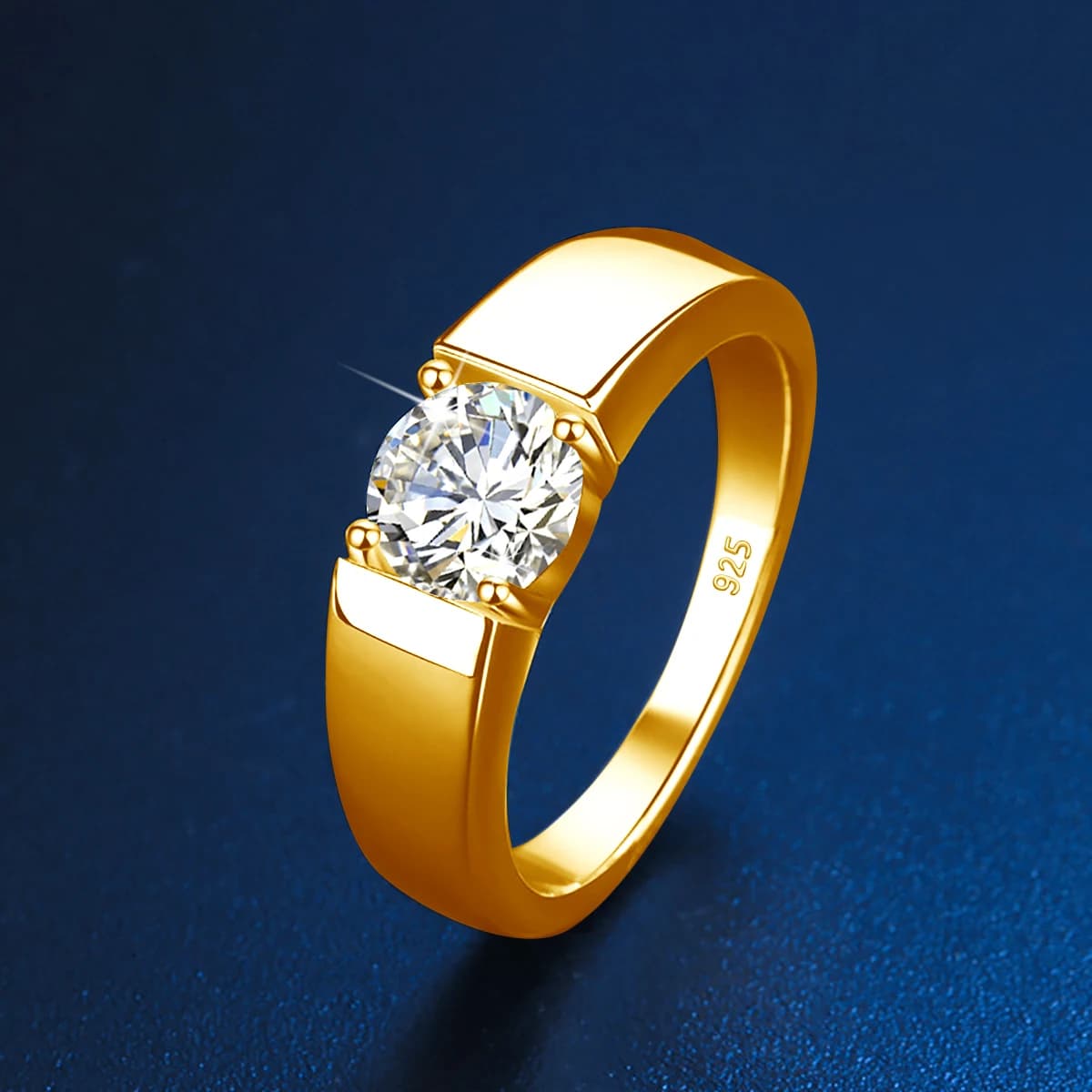Anillo de plata de ley 100% 925 para hombre, anillos de moissanita de Color D de 1ct, conjunto de joyería de boda para pareja con certificado