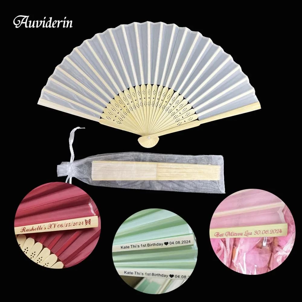 20/30 Piezas de Abanicos Plegables de Bambú Personalizados para Bodas, Regalo para Damas de Honor, Abanico Plegable Personalizado para Bautizo de