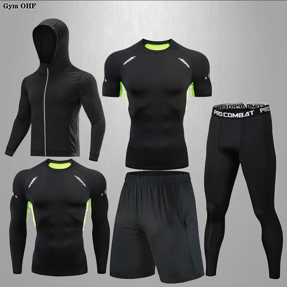 Traje deportivo para hombre, conjunto de ropa deportiva de compresión para gimnasio, correr, trotar, ropa deportiva, ejercicio, Rashguard, chándal