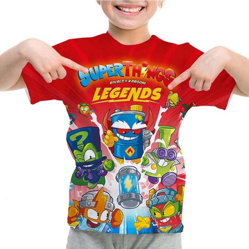 Camiseta con estampado de SuperThings Legends para niños, camiseta de manga corta para niños, ropa informal con cuello redondo, Tops para niñas