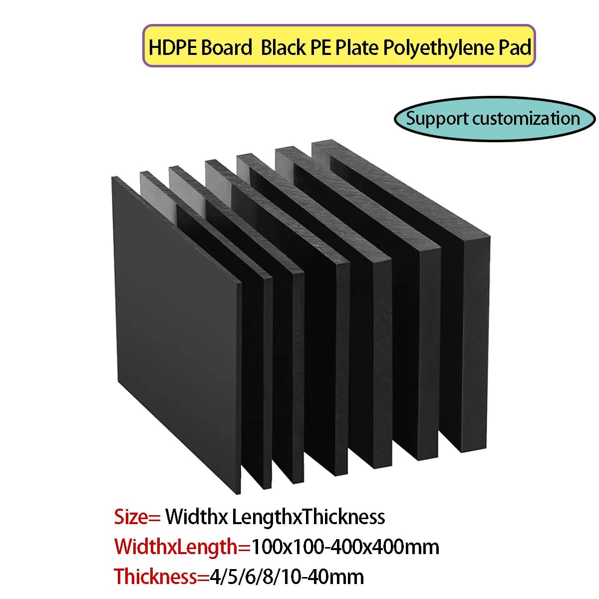 Tablero de HDPE de 4-40mm de espesor, placa de PE negra resistente al desgaste, almohadilla de polietileno, modelo hecho a mano, tablero de plástico