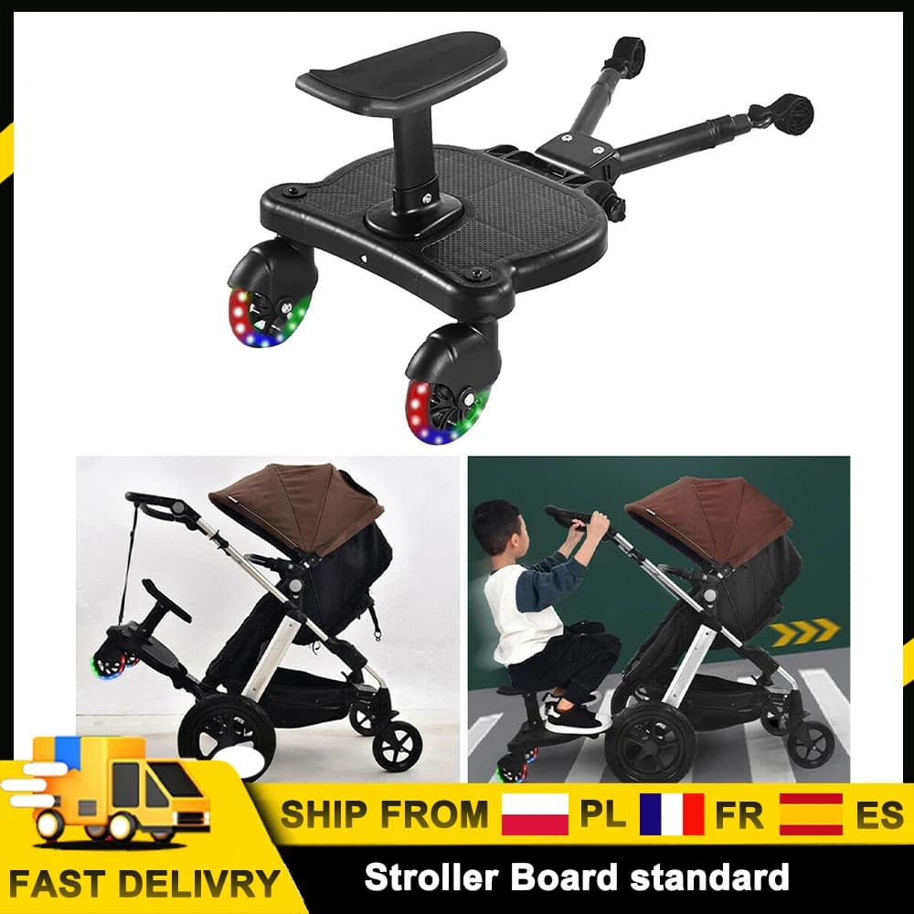 Plataforma Universal 2 en 1 para Cochecito, Carrito Infantil Estándar, Auxiliar con Asiento Desmontable y Pedal, Plataforma para Niños con Capacidad