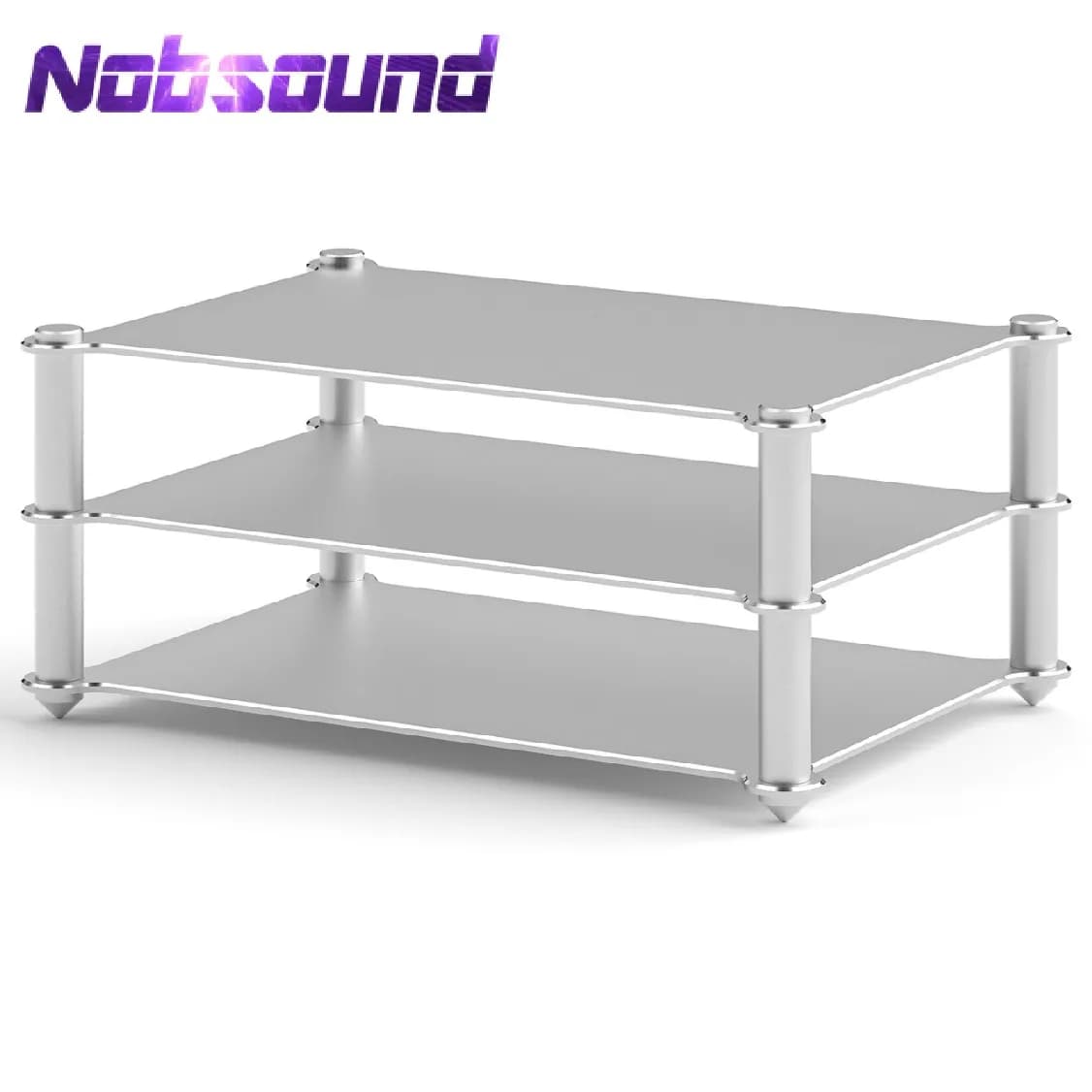 Soporte de estante de soportes de aluminio de 3 capas Nobsound para amplificador/preamplificador/DAC de alta fidelidad de escritorio