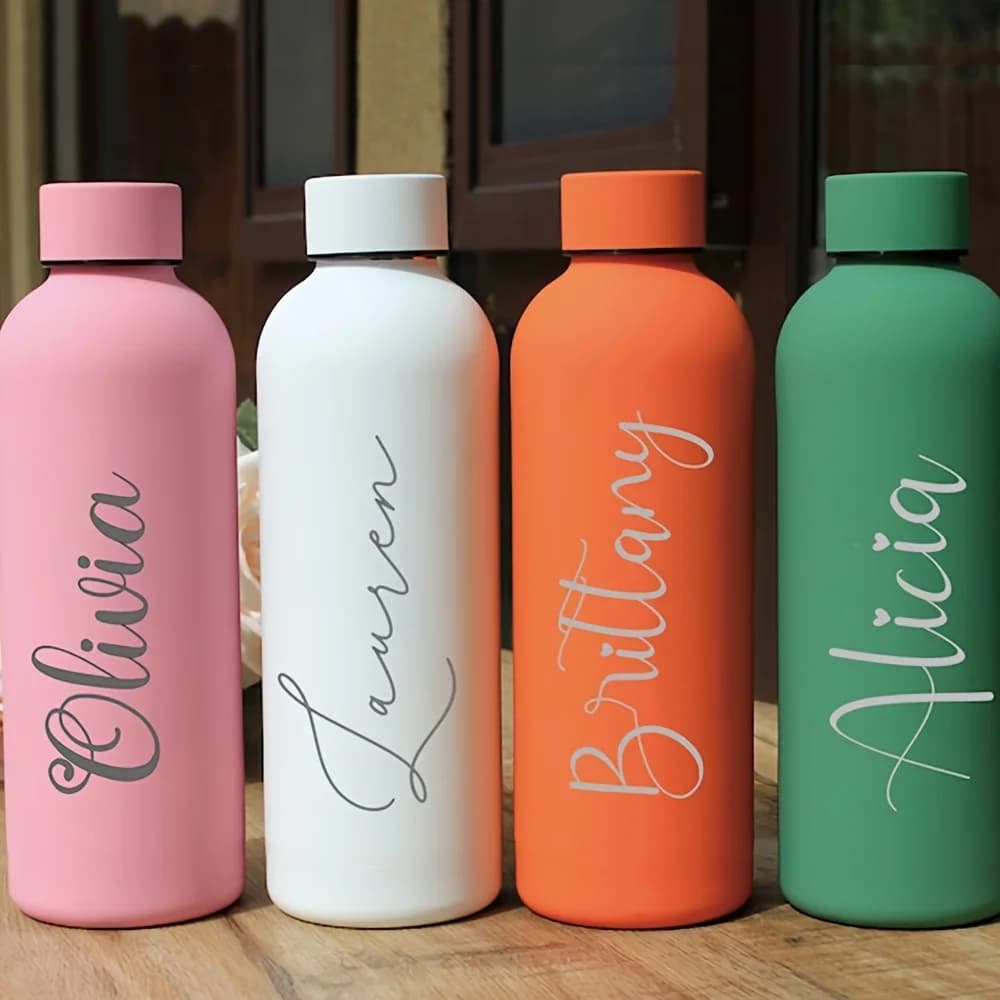 Termo Personalizado con Nombre, Termo Grande de Acero Inoxidable 304, Botella Térmica Portátil de 0.5L, Botella de Agua Deportiva para Exteriores,