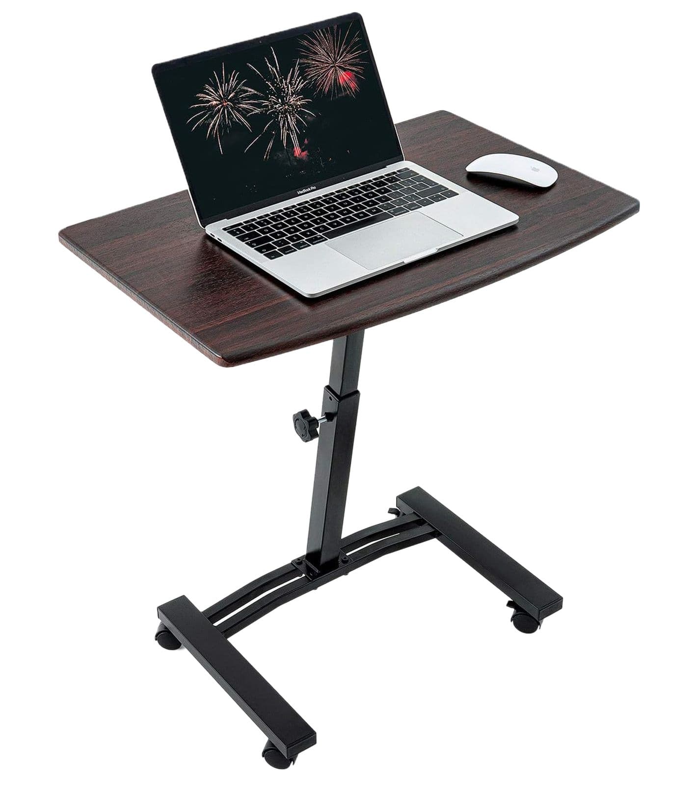 Mesa para portátil Tatkraft Salute, mesa de trabajo de altura regulable con bandeja para ratón, ruedas giratorias de 360 ​​grados, mesita de