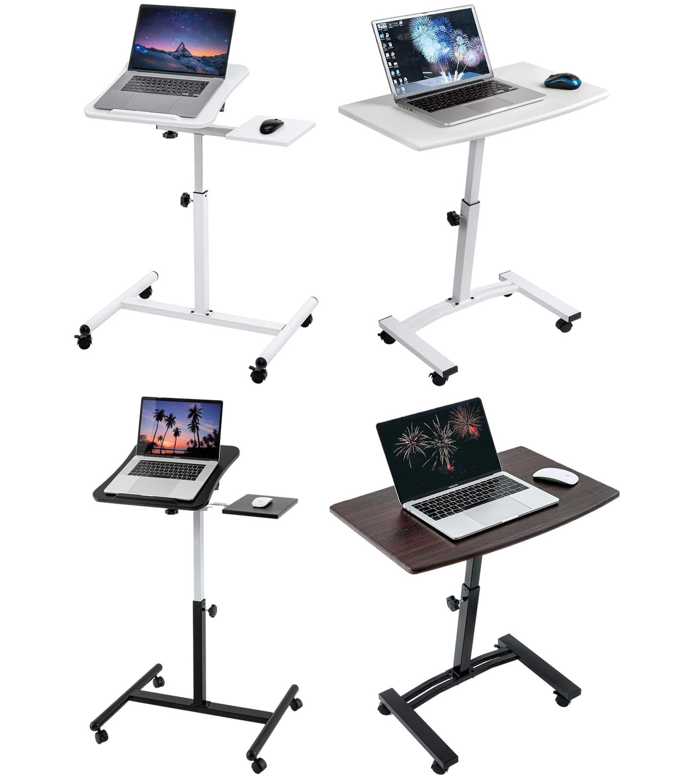 Mesa para portátil Tatkraft, mesa de trabajo de altura ajustable con ruedas giratorias de 360 ​​grados, Vanessa 40 x 45 cm en blanco y negro o
