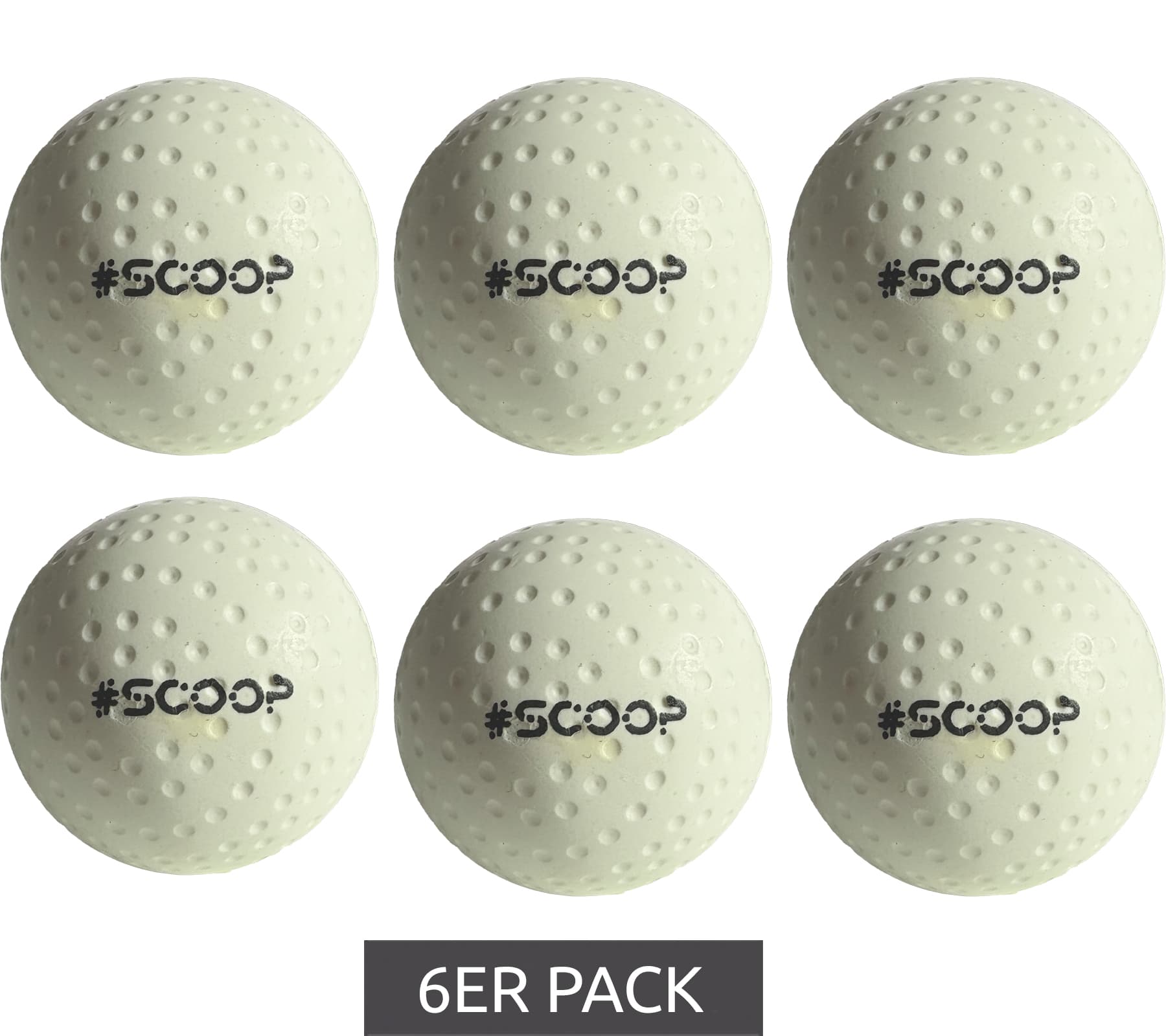 Pack de 6 pelotas de hockey SCOOP X-Treme con diseño de hoyuelos, equipamiento deportivo, NL266447, color blanco