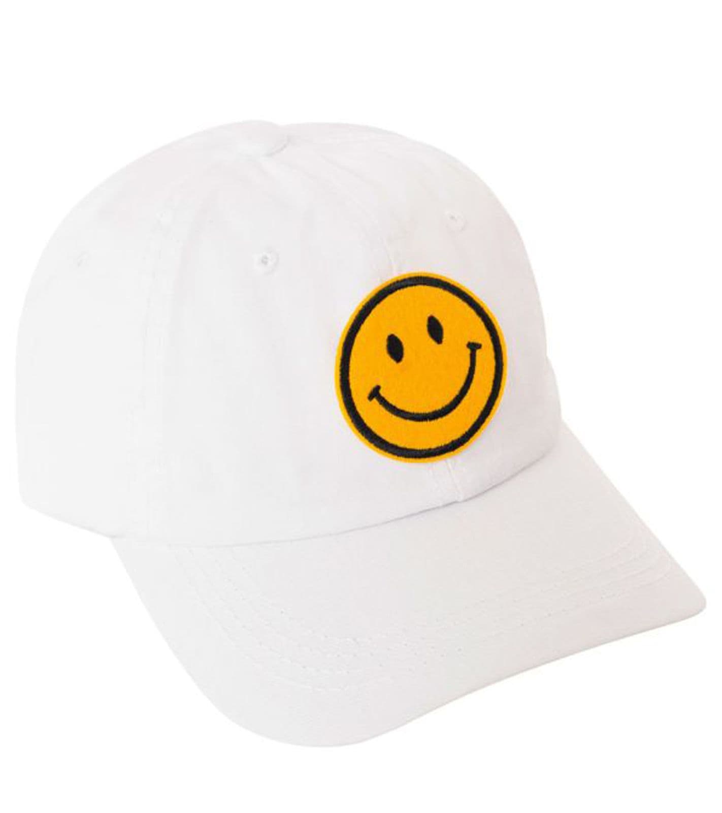 Gorra de béisbol clásica TwinHeart Smiley con parche de carita sonriente, de algodón, visera ajustable, 4603M K258209 Blanca view 2