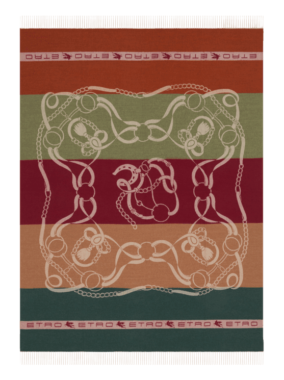 Etro, Plaid De Lana Con Diseño Heráldico Hípico, Multicolor