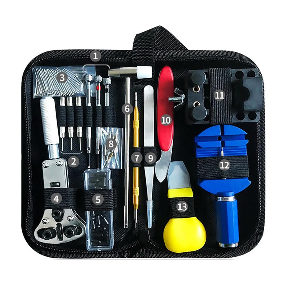 Kit de Herramientas de Reparación de Relojes de 147 Piezas Relojero Pasador de Correa Tapa de Batería Quitar la correa