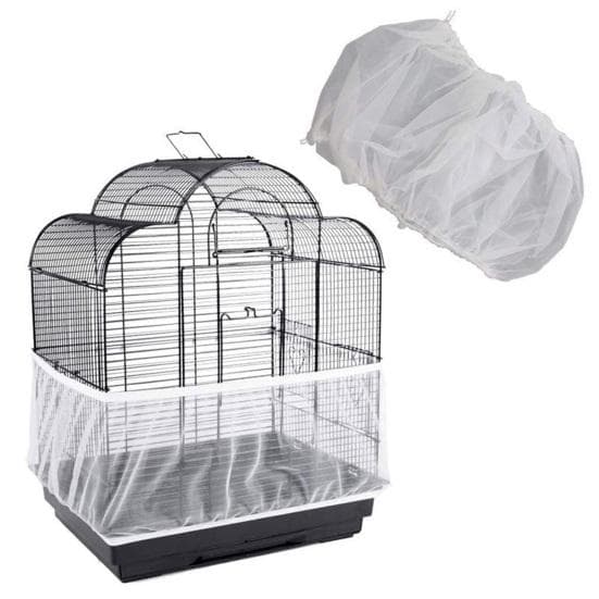 Jaula para Pájaros Recogedor de Semillas Ajustable Aireado Malla de Nailon Red Antipolvo Falda Cubre Jaula para Loro Periquito Guacamayo Africano