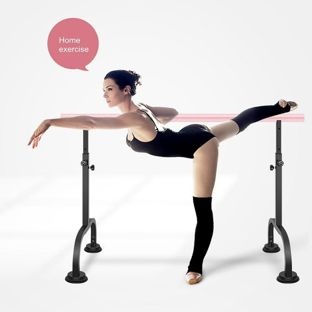 Barra de Ballet Portátil Ajustable en Altura + Base con Ventosa de Goma Negra + Rosa Acero Gimnasio Barra Fitness en Casa 1.5-3.5M