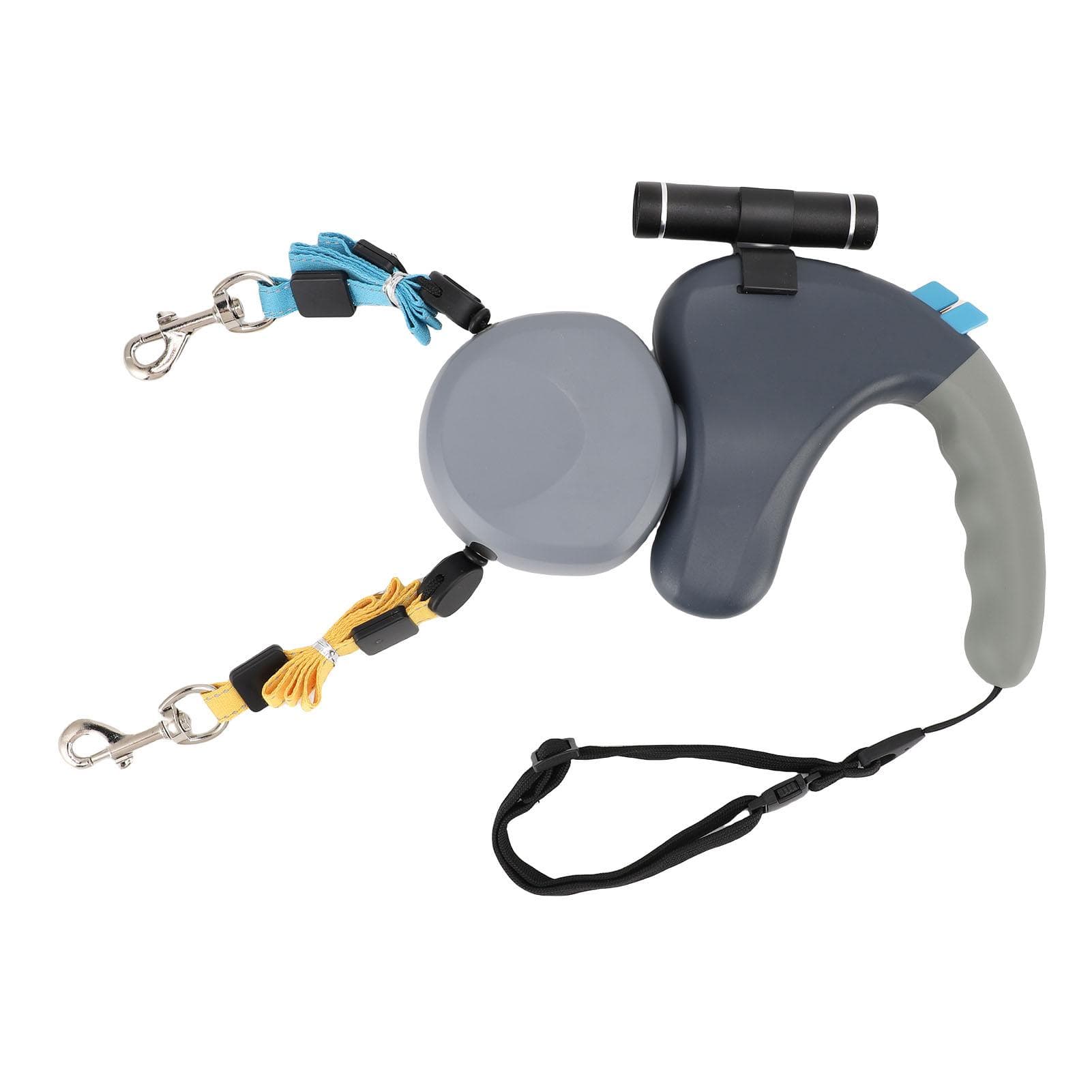 Correa Retráctil para 2 Perros Rotación de 360 grados Correa para Perro de Doble Cabezal con Luz LED 3 Metros Gris negro