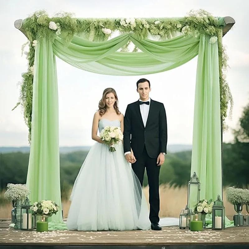 Tela para Drapeado de Arco de Boda Drapeados de Arco Transparentes Chifón Borgoña Cortina para Exterior Fondo para Ceremonia de Boda Fiesta