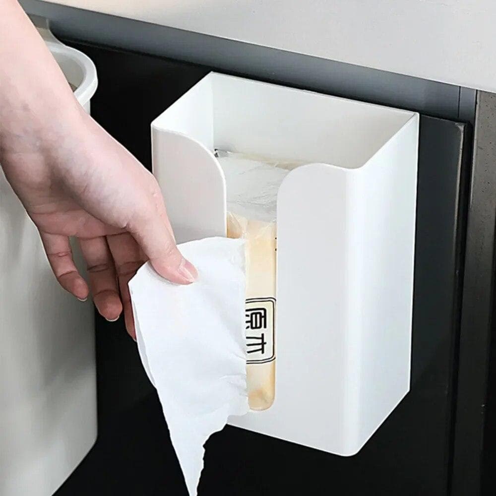 Caja de pañuelos de plástico grueso, sin perforaciones, para pared, para cocina, baño, coche, sala de estar, escritorio, resistente al agua blanco