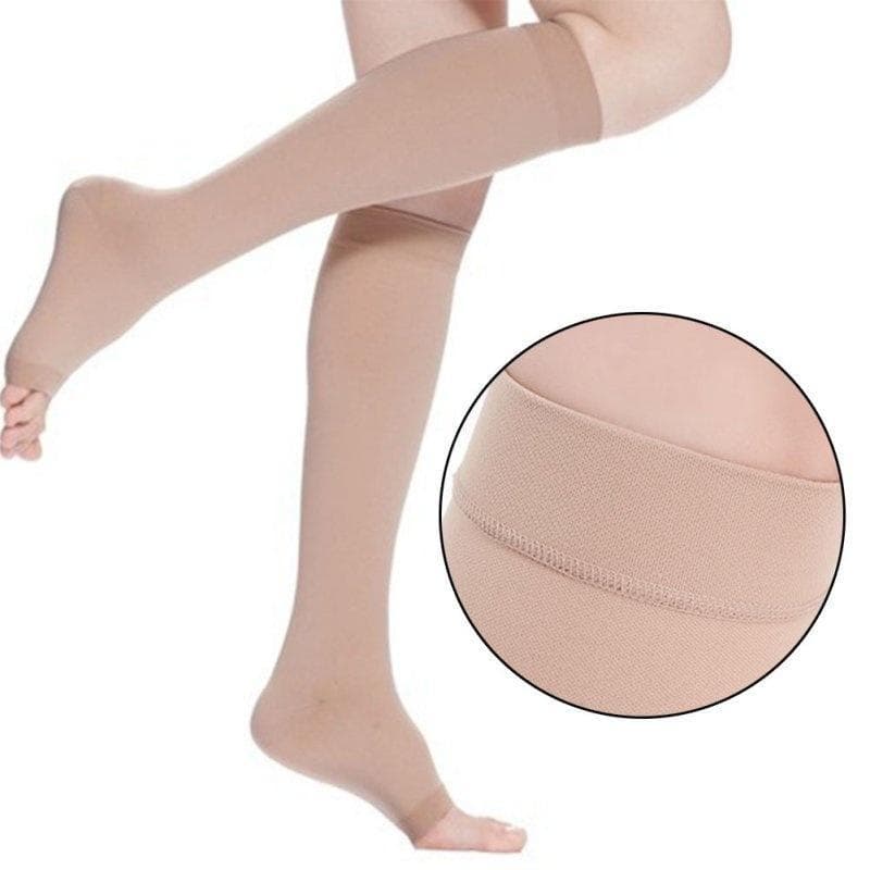 Medias de compresión hasta la rodilla de 18-21 mmHg, medias elásticas de soporte para piernas para hombres y mujeres cm negro