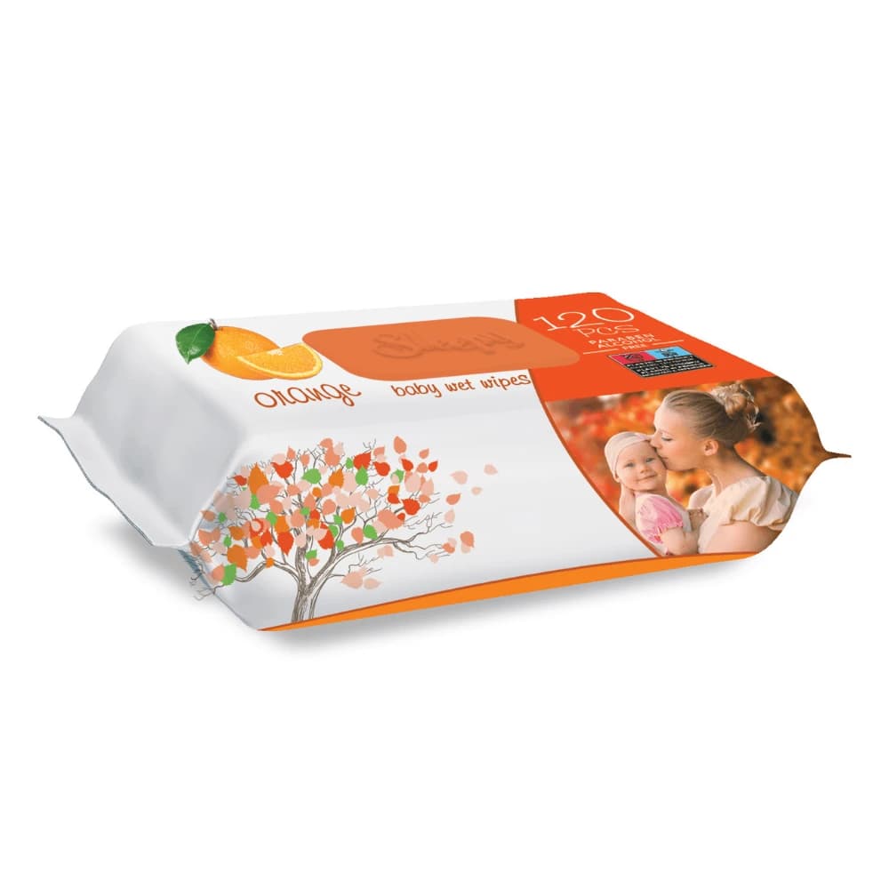 Servilletas húmedas naranjas, 120 unidades, Sleepy