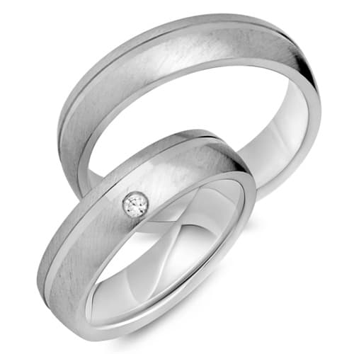 Alianzas 18 quilates oro blanco con diamante