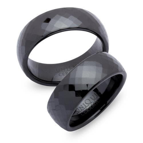 Alianzas de cerámica negra 7,5mm facetadas