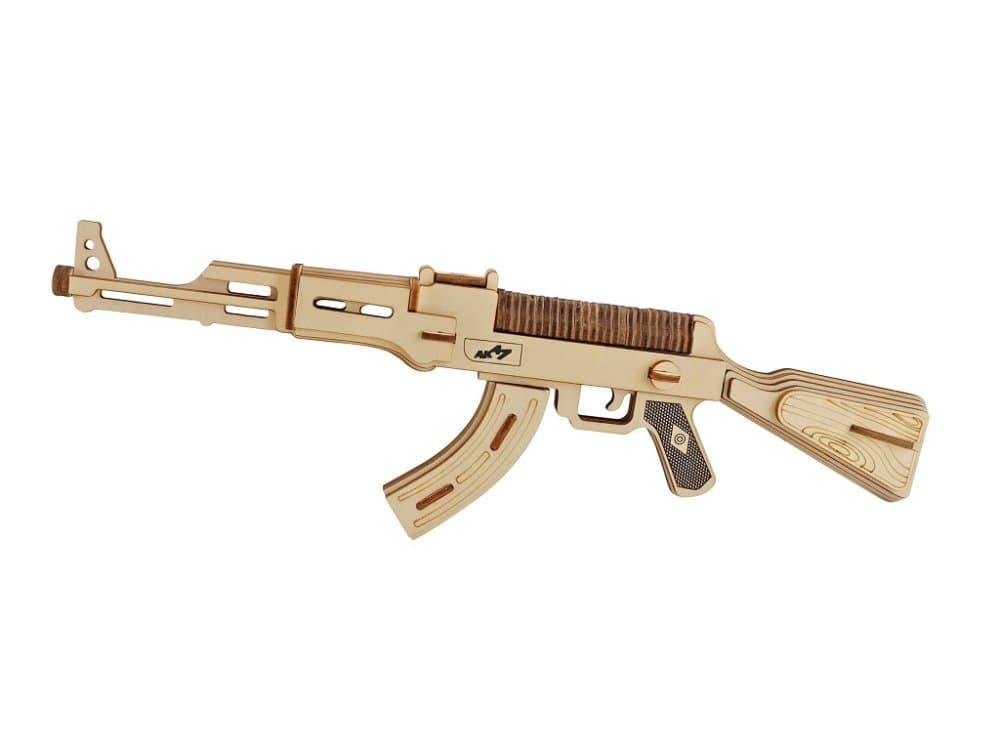 Woodcraft Puzzles 3D de Madera Subfusil AK47