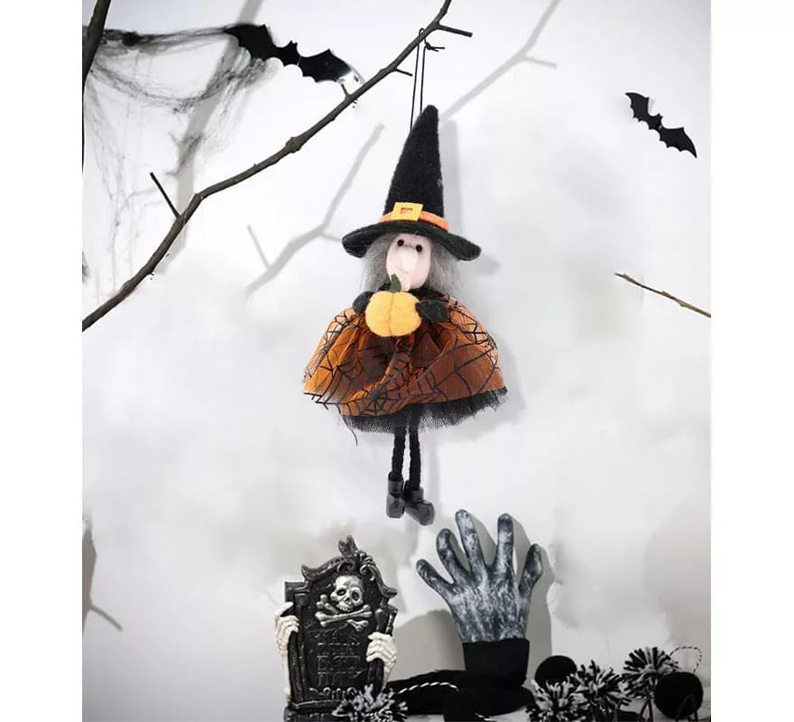 Colgante Muñeca Bruja con Calabaza 21 cm