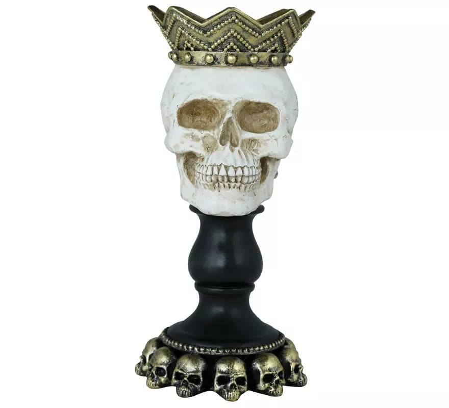 Portavela Calavera de Resina de 25x12 cm