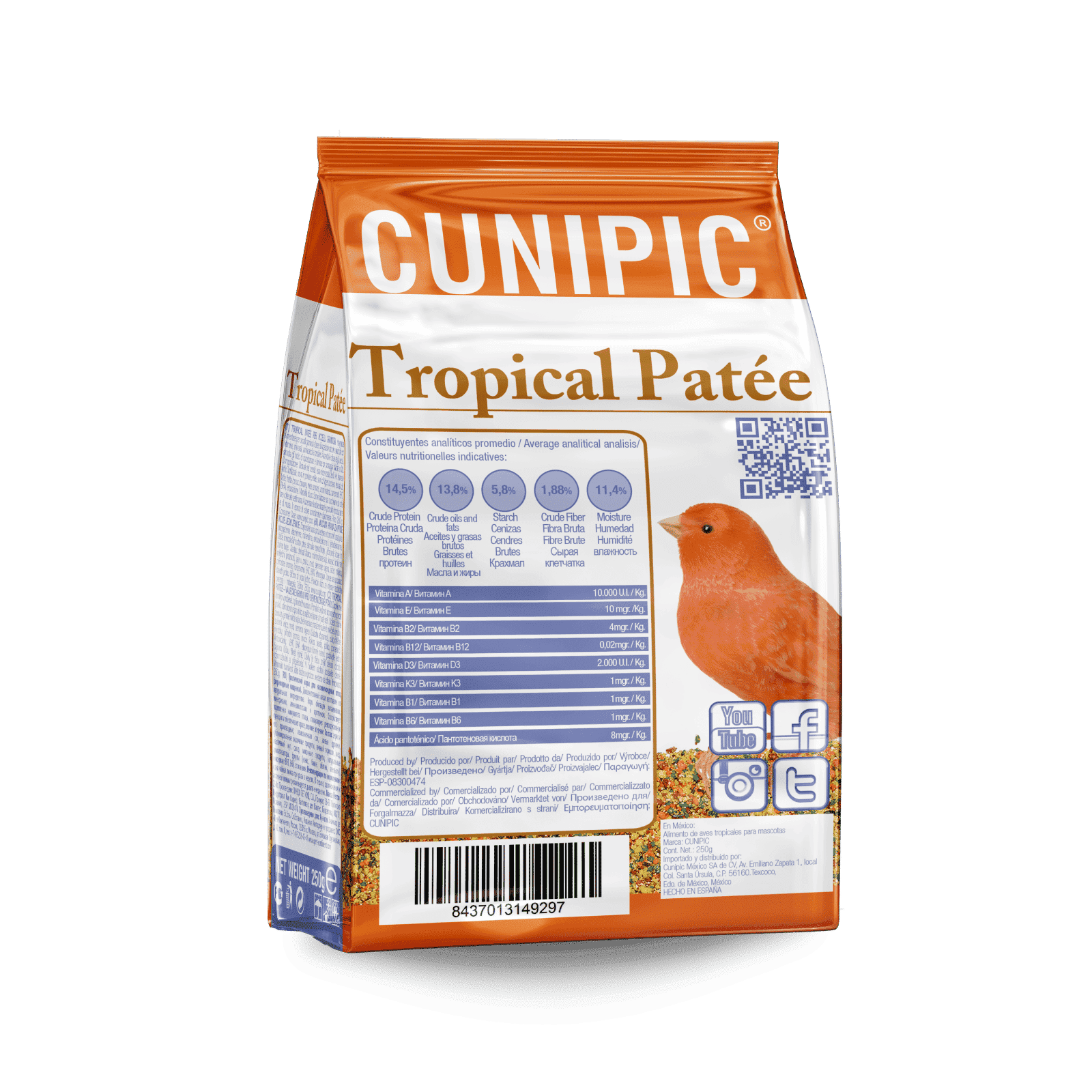Pasta de Cría Tropical Patée para Granívoros 250 g Cunipic view 2