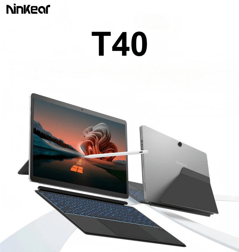 Ninkear-Tablette 2 en 1 pour ordinateur portable T40, écran tactile, Intel N100, 14 pouces, FHD, 16 Go DDR5 + 512 Go SSD, WiFi 6, clavier rétro4.2